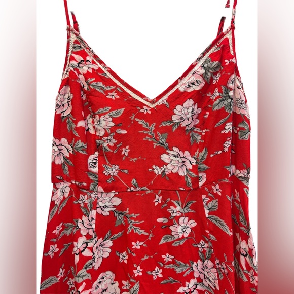Lulus Esperanza Red Floral Midi Dress M Sleeveless Fit & Flare ❤️🌼❤️ - Picture 7 of 9